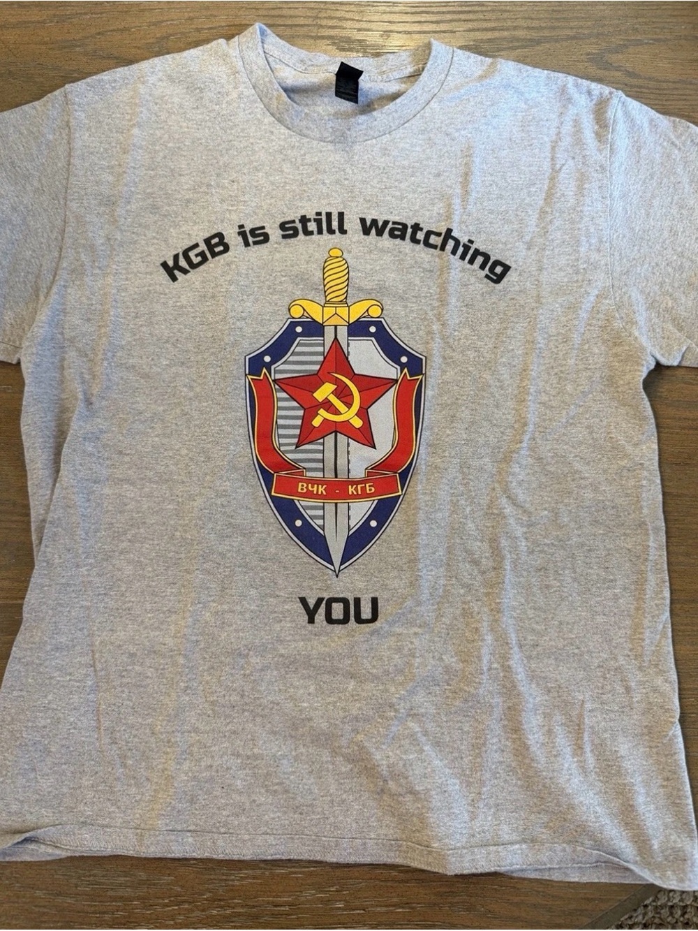 Vintage KGB Is Still Watching You T-Shirt Gildan Heavy Cotton Gray Mens Large